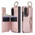 thumbnail image 2 of ELEHOLD for Samsung Galaxy Z Fold 3 Wallte Case, Premium Leather Ring  Zipper Credit Card Cash Slot Magnetic Clasp Kickstand Heavy Duty Protective for Samsung Galaxy Z Fold 3,Rosegold, 2 of 9