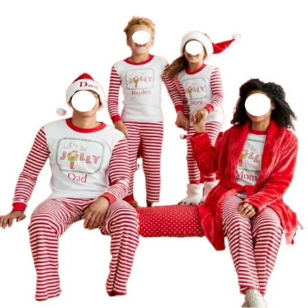 

Christmas Family Matching Pjs Set Dad Mom Boys Girls Letter Striped Printed Sleepwear Suits
