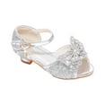 thumbnail image 3 of UngA Girls Wedge Sandals Girls Wedge Sandals Flatform Open Toe Platform Sandals Flower Wedding Party for Little Kid/Big Kid Princess Shoes(Silver,Size 12.5), 3 of 6