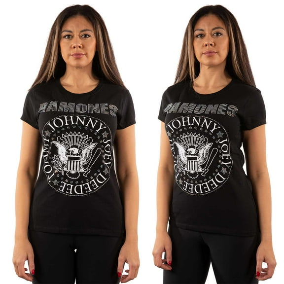 Ramones T Shirt Presidential Seal Diamante Logo Official Womens Skinny Fit Black