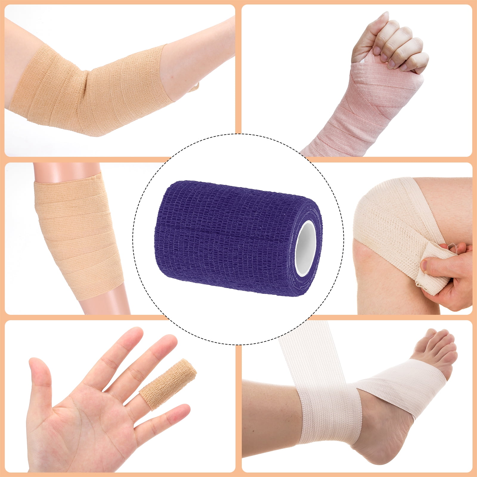 12 Rolls Adhesive Elastic Tape Elastic Bandage,3" x 5 Yards Wrap Stretch Wrist Knee Tape,Dark Purple