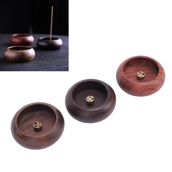 YAHOO Premium 3‑Piece Walnut, Rosewood and Ebony Incense Holder – Tea, Yoga & Home Décor