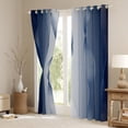 thumbnail image 3 of Gradient Pastel Blue and White Curtains & Drapes 2 Panels 52"Wx63"L,Silver Foil Print Wave Striped Curtains Ombre 30%-50% Blackout Curtains,Abstract Art Room Decor Aesthetic, 3 of 6