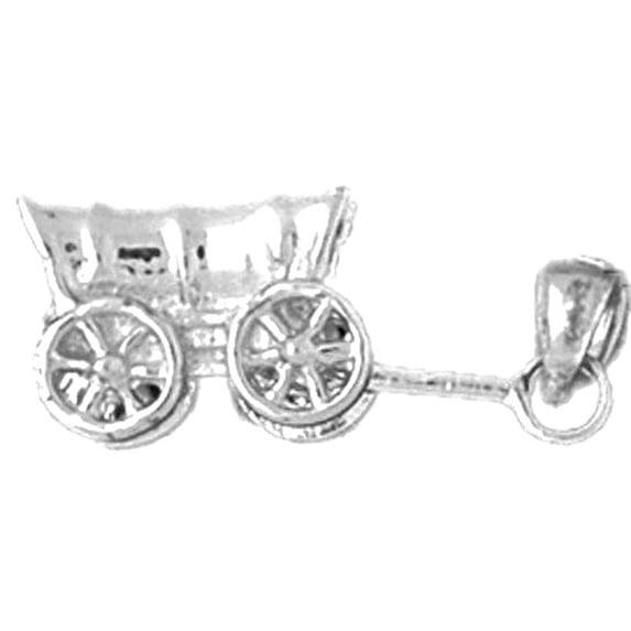 14K White Gold Carriage Pendant - 9 mm