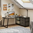 thumbnail image 3 of Finmind 53-Inch L-Shaped Desk with 3 Drawers and Storage Shelves for Home Office, Gray, 3 of 5