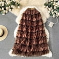 thumbnail image 6 of Women's High Waisted Maxi Tiered Skirt Multi Layered Ruffle Mesh Tulle A-Line Tutu Skirt Flowy Elegant Boho Style Skirt Formal Party Evening Wedding Guest Apparel, 6 of 6
