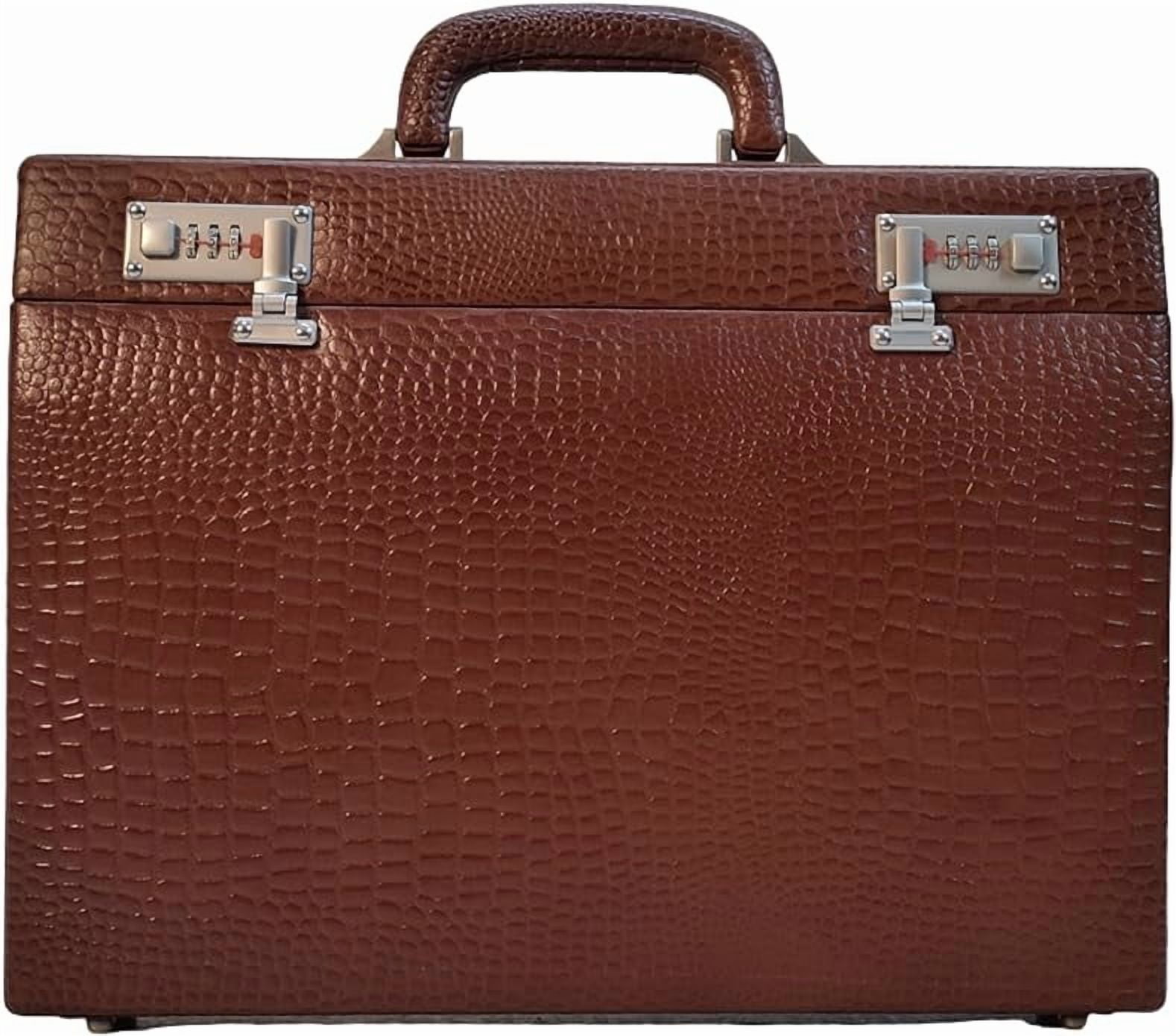 LINDSEY STREET Pure Leather Briefcase Executive Handbag for Men's Leather Attache Briefcase 14 Inch Laptop MacBook Carry Case