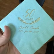 50pcs Custom Cocktail Napkins, Personalized Napkins Beverage Luncheon Guest Towel & Dinner Size Avail! 50th Anniversary Monogram Napkins Custom Monogram(fold 5" x5") Bar Party Paper Monogram