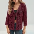 thumbnail image 4 of yillto Women Plus Size Cardigan 3/4 Sleeve Open Front Lightweight Lace Coats Formal Blazer S-5XL, 4 of 6