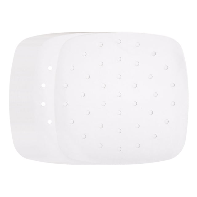 Uxcell 100 piezas de forros para freidora de aire de 8.5 pulgadas, forros de vapor de bambú cuadrados con agujeros, papel pergamino perforado desechable para freidoras de aire.