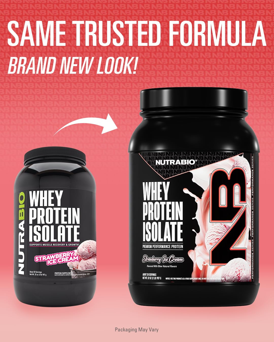 NutraBio 100% Whey Protein Isolate Protein Powder, 25g Protein with Complete Amino Acid Profile, Non-GMO, Soy & Gluten Free, Low Carb, Low Calorie Whey Protein Powder, Strawberry Ice Cream, 2 Lbs