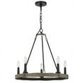 thumbnail image 4 of Cal Lighting Maidstone 5-Light Metal Chandelier in Matte Satin Black/Oak, 4 of 5
