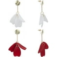 thumbnail image 3 of 2 Pairs Big Petal Earrings for Women Hanging Floral Drop Earrings for Studs White Red Flower Dangle Drop Earrings 3D Cute for Party daily wearing wedding date prom Hanging Earrings Tassel, 3 of 7