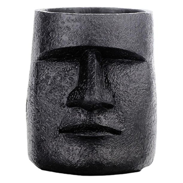 Resin Easter Island Statue Head Design Flowerpot Vase Succulent Pot