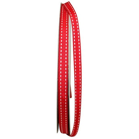 UPC: 0840108861680 | Jam Paper Grosgrain Saddle Stitch Ribbon  3/8 Inches X 50 Yards  Red  Sold Individually