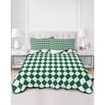 thumbnail image 2 of Quilt King Size Bedding Set, Green Plaid Reversible Summer Quilt 3 Pieces, Modern Minimalist Geometric Gingham Checkered Lightweight Bedspreads Coverlets with 2 Pillow Shams for All Seasons, 2 of 5