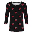 thumbnail image 4 of Luxalzxs Womens Tops 3/4 Sleeve Shirts Round Neck Loose Casual Blouses Plus Size Summer Valentines Heart Graphic Print Tshirts, 4 of 5