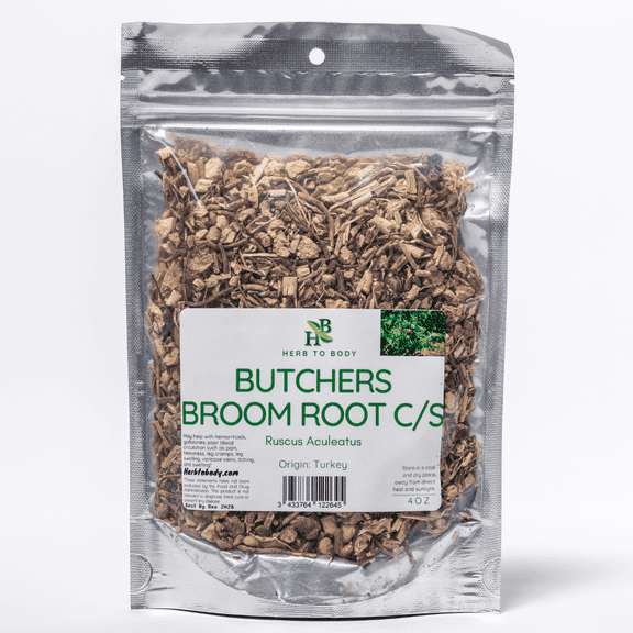 Herb To Body Butchers Broom Root C/S (Cut & Sifted) | Ruscus Aculeatus | Wildcrafted | 4oz