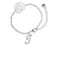 thumbnail image 2 of Delight Jewelry Silvertone Small Gelato Script Initial - I - Silver-tone Flower Link Chain Bracelet, 6.75"+2" Extender, 2 of 4