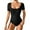 Square Neck Black, variant on Women's Short Sleeve Seamless Shapewear Bodysuit, V Neck Size M