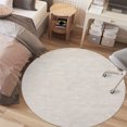 thumbnail image 4 of CAROMIO Rugs Solid Machine Washable Area Rug Non-Slip Low Pile Modern Area Rug Contemporary Indoor Area Rug Home Office Throw Carpet, 4' x 4' Round Pale Beige, 4 of 5