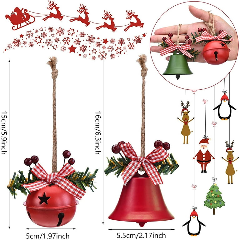 6 Pcs Christmas Bells Ornaments Christmas Jingle Bells Craft Bells Star  Cutouts Christmas Anniversary Bells with Holly Berry for Christmas Tree  Decor Window Door Christmas Holiday Party Supplies 
