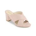 thumbnail image 1 of BLISSFUL STEP Sandales pour Femmes Style Talons Blocs Mules à Brides Croisées Sandales à Enfiler Rose 9, 1 of 7