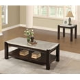thumbnail image 5 of 2-Tier Console Table with Genuine Marble Top, Dark Cherry Finish Cocktail Table with Wood Frame, Sofa Side Table with Bottom Open Storage Shelf for Living Room, Kitchen, Cherry, 5 of 5