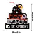 thumbnail image 3 of Halloween Decor, Vintage Halloween Decorations, Spooky Halloween Decorations, Halloween Tiered Tray Decor, 6X6 Inch Wooden 3D Haunted House Tabletop Stand with Witch, Eyeball,, 3 of 7