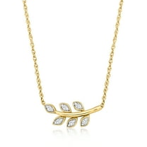 Ross-Simons 0.10 ct. t.w. Diamond Leaf Necklace in 18kt Gold Over Sterling, Women's, Adult