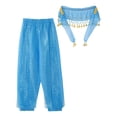 thumbnail image 5 of Kaerm Kids Girls Belly Dance Harem Pants Tribal Arabic Trousers Yoga Pilates Hippie Dance Bottoms Sky Blue M, 5 of 7