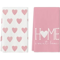 Pink Heart Love Home Sweet Home Mother''s Day Kitchen Towels Dish Towels, 18x26 Inch Anniversary Wedding Decoration Hand Towels Set of 2