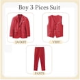 thumbnail image 3 of ETHAN Boys Suits Red Suit for Boy Slim Fit Formal Toddler Kids 3Pcs Vest Dress Pants Blazer Ring Bearer Outfit 20Y, 3 of 7