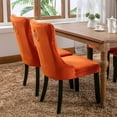 thumbnail image 4 of IVV Velvet Upholstered Dining Chairs Set of 2, Mid Century Modern Kitchen Side Chairs with High Back and Wood Legs for Dining Room Restaurant, Orange, 4 of 10