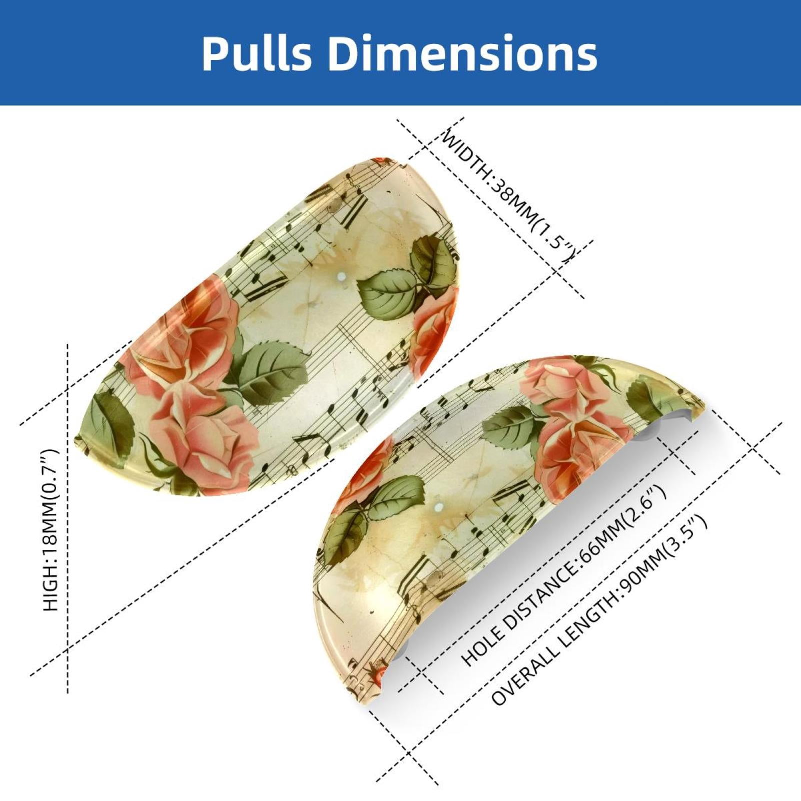 PhooArto 6 Pcs Cup Drawer Pulls, Vintage Rose Flower and Music Notes Pattern Shell Shape Handles Cabinet Knobs for Dresser Cupboard Closet Wardrobe with Screws