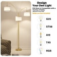 thumbnail image 6 of SUNMORY 3 Lights Gold Arc Floor Lamps for Living Room, 78" Tall Standing Lamp with Hanging Drum Shade, Modern Arc Floor Lamps with Heavy Base, Mid Century Arched Tree Floor Lamp for Bedroom, Office, 6 of 10