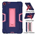 thumbnail image 3 of Case for Galaxy Tab A 10.1" 2019 SM-T510/T515, Kickstand Shockproof Kids Proof Case Heavy Duty High Impact Resistant Hybrid Three Layer Rugged Defender Full Body Protection Case, Blue+Rose, 3 of 7