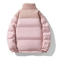 thumbnail image 2 of Men's Puffer Coat No Hood Heavyweight Thick Cotton Down Zipper Jacket with Pockets Winter Warm Snow Outerwear (3XL, Pink 01), 2 of 4