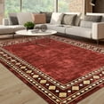thumbnail image 2 of HOMERRY 9' x 12' Area Rug for Living Room Washable Bedroom Geometric Border Indoor Carpet, Red, 2 of 6