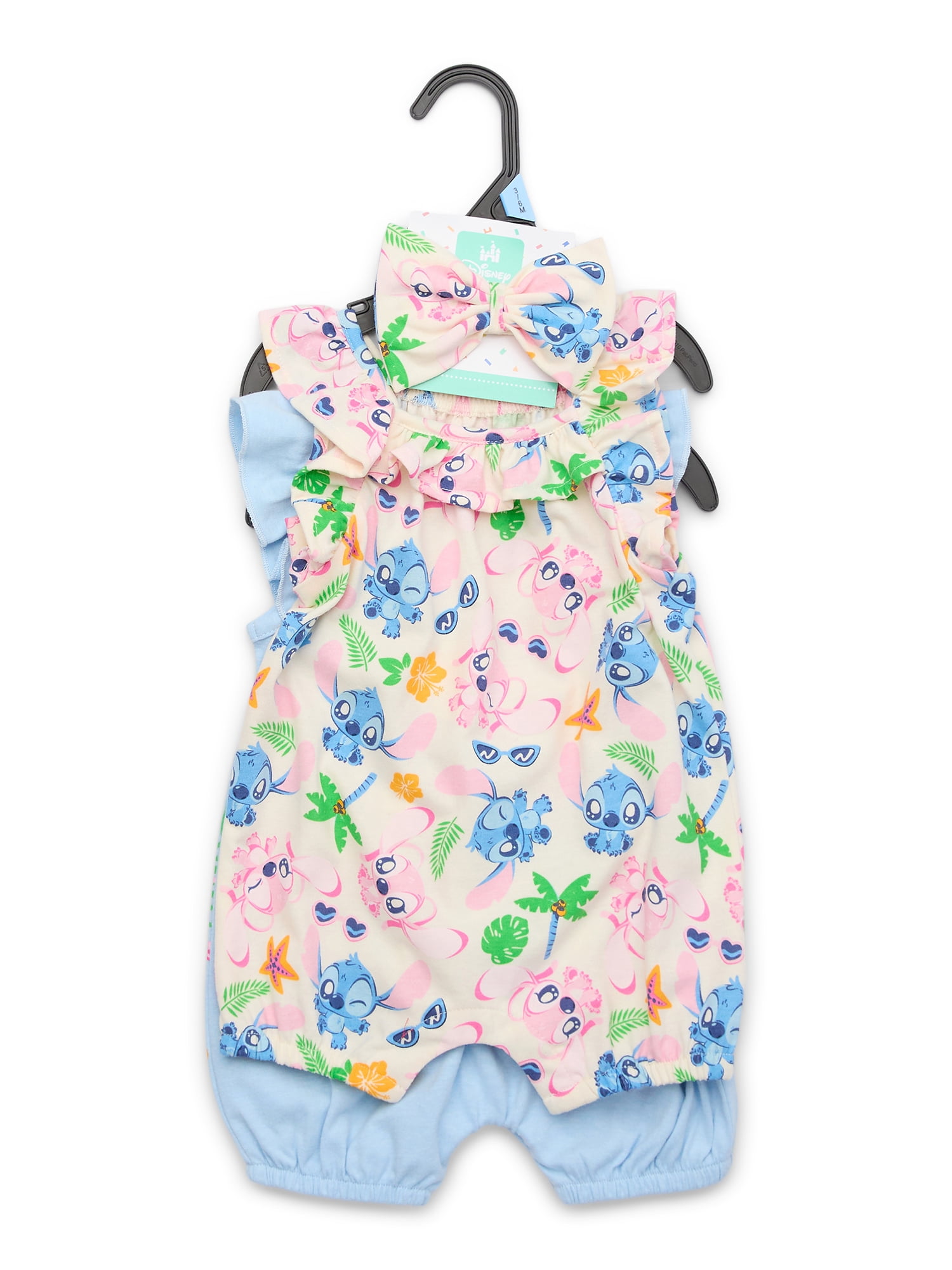 Stitch Baby Girls Romper Set, 2-Pack, Sizes 0-24 Months