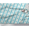 thumbnail image 3 of Soimoi Blue Silk Fabric Leaves & Owl Stripe Print Sewing Fabric BTY 42 Inch Wide, 3 of 3