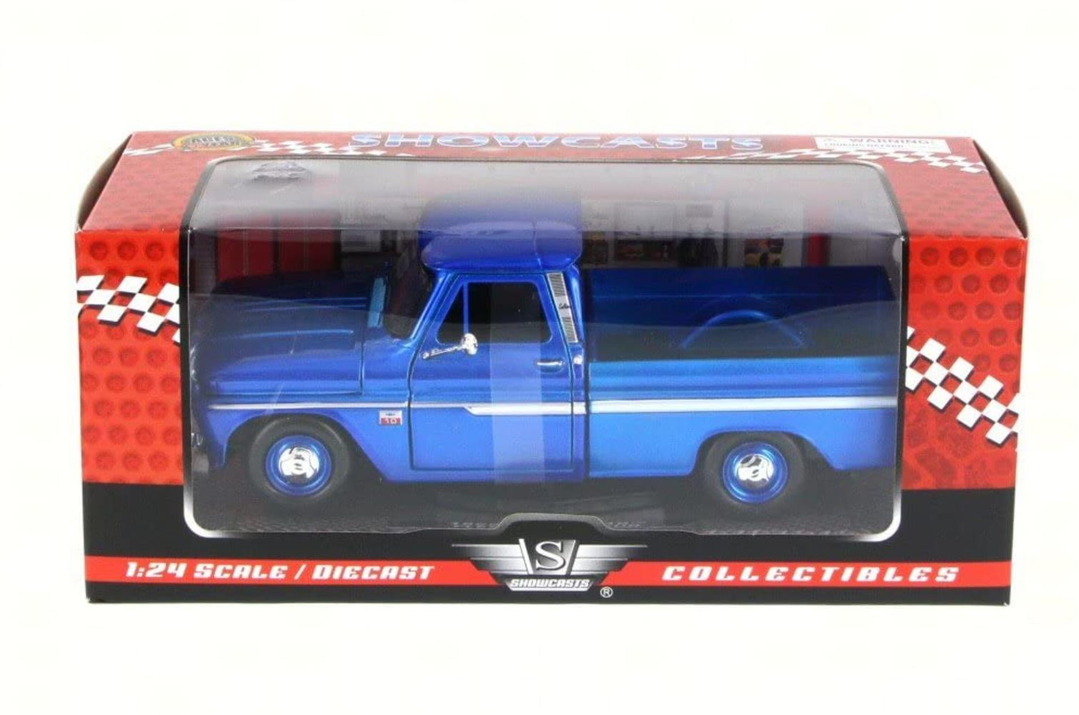Dark Blue Motormax 73355-1/24 scale Diecast Model Toy Car 1966 Chevy C10 Fleetside Pickup Truck 