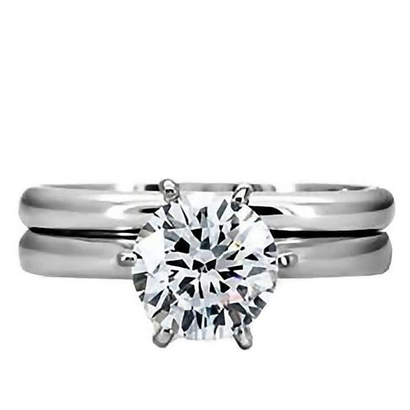 Trustmark 1.25ct Ice on Fire CZ 2 Pc Stainless Steel Wedding Ring Set, Bella sz 7.0