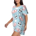 thumbnail image 2 of Fuzoiu Cute Panda Flying in the Sky Print Women's Short-Sleeved Pajama Set,Lounge Sleepwear Set,Womens Pajama Sets 2 Piece,Button-Up Top and Shorts with Pockets-Large, 2 of 7