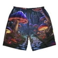 thumbnail image 2 of Honeii's Jungle Path Glowing Mushrooms Print Men's Casual Shorts with Drawstring，Swim Trunks Quick Dry Beach Shorts, 2 of 5