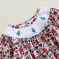 thumbnail image 3 of Newborn Baby Girl Christmas Outfit Floral Print Smocked Bubble Romper Candy Cane Embroidery Xmas Holiday Clothes, 3 of 8