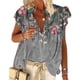 thumbnail image 2 of Jumpingount Camiseta de mujer Blusa informal de playa de manga corta con estampado bohemio Prendas para la parte del cuerpo Gris L Jumpingount AP002040-03, 2 of 4