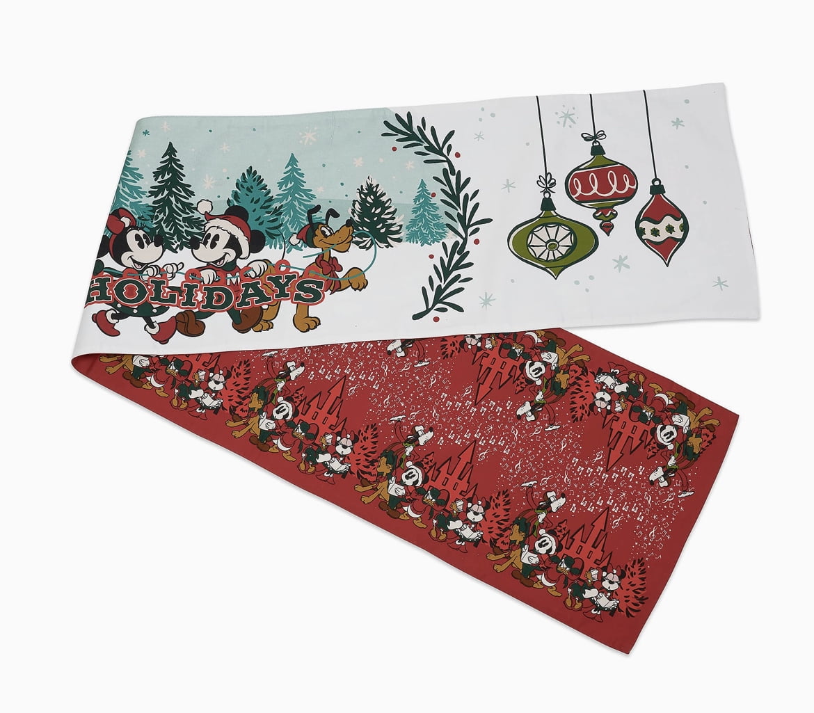 Disney Table Runner 2022 Vintage Christmas Mickey And Friends