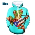 thumbnail image 5 of Sudadera con capucha para hombre, con estampado 3D de rana, con estampado de animales, informal, de talla grande, con estampado completo, 5 of 5