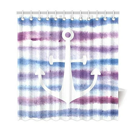 Gckg Anchor On Watercolor Stripes Shower Curtain Blue Purple